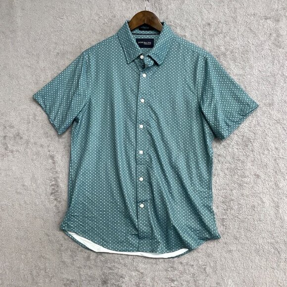 NWOT Jachs New York Men's M Blue Patterned Short Sleeve Shirt - Picture 2 of 9